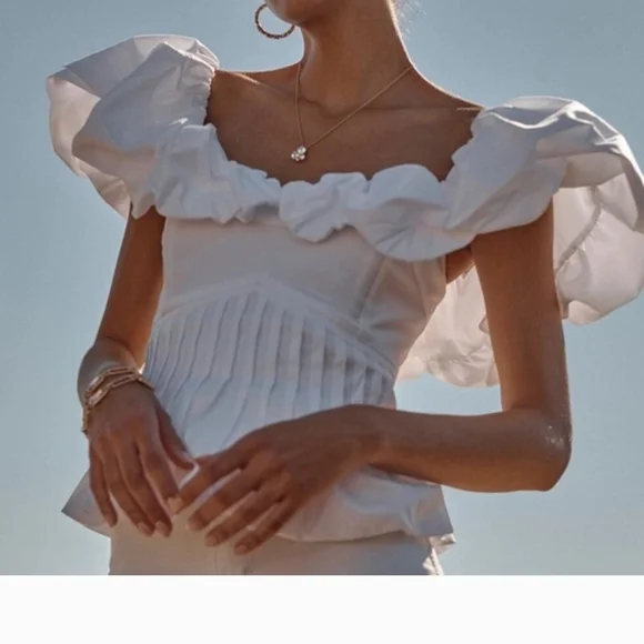 WHBM White Ruffled Corset Blouse - Picture 10 of 10